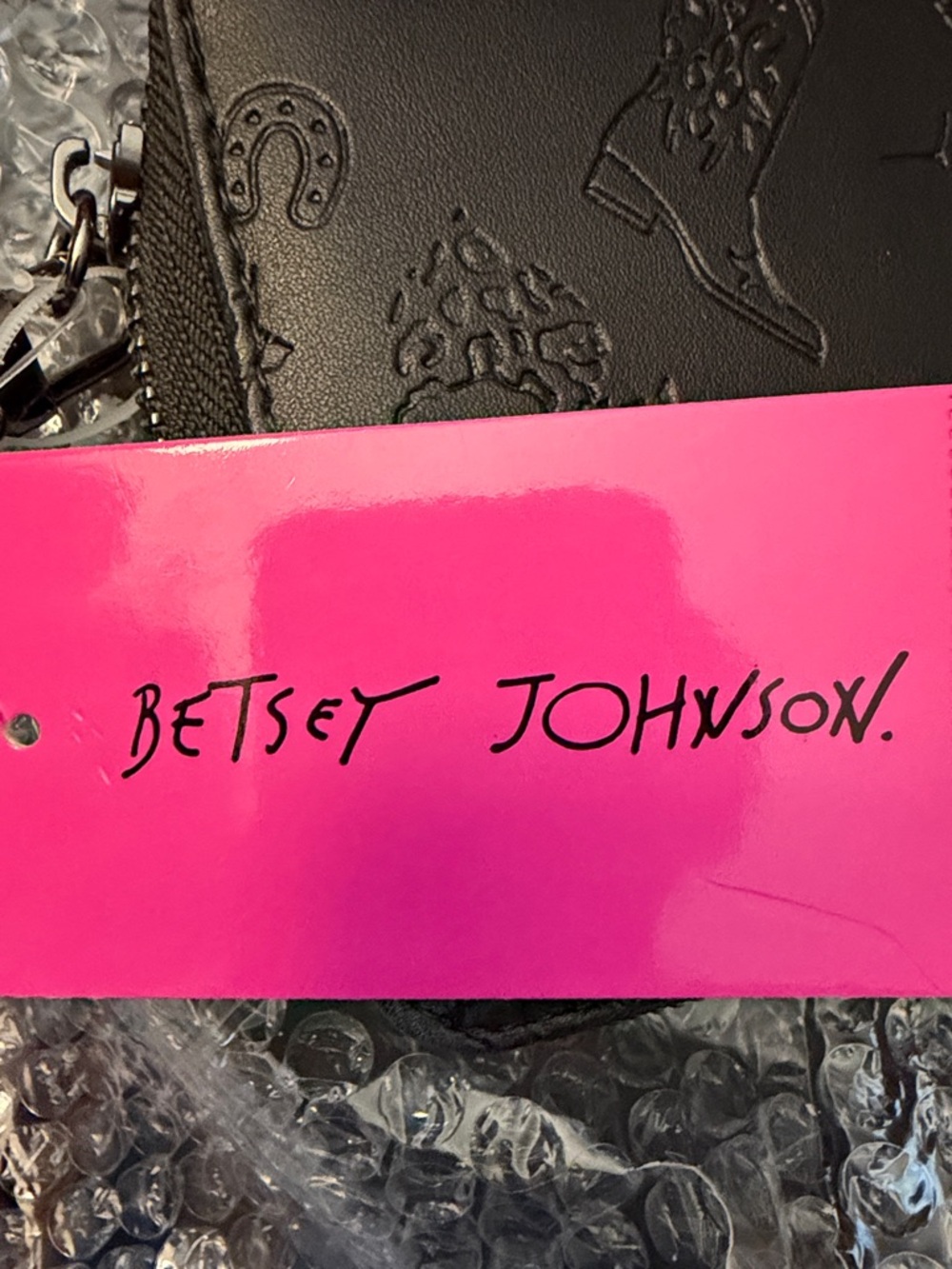 Betsey Johnson Black Embossed Day of the Dead Zip Wallet - Picture 2 of 8